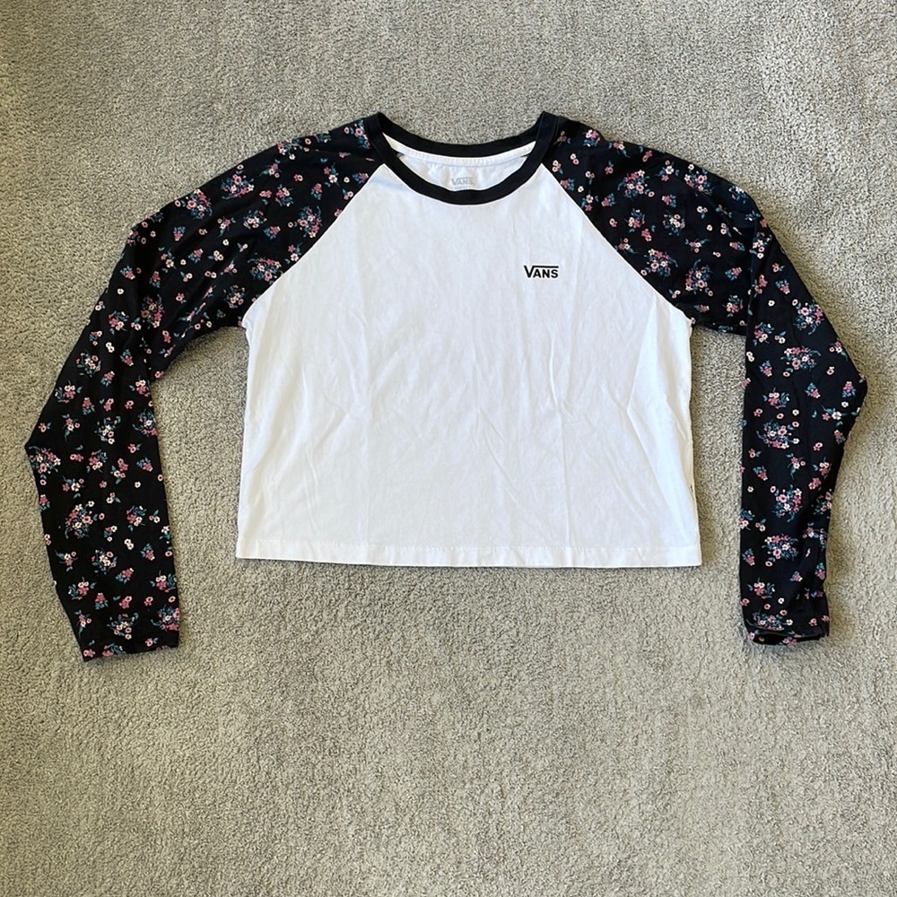 EC Vans Long Sleeve Floral Cropped Top - Size Small